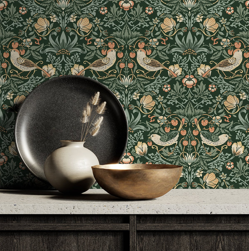 NW43704 Aves Garden peel and stick wallpaper kitchen from NextWall