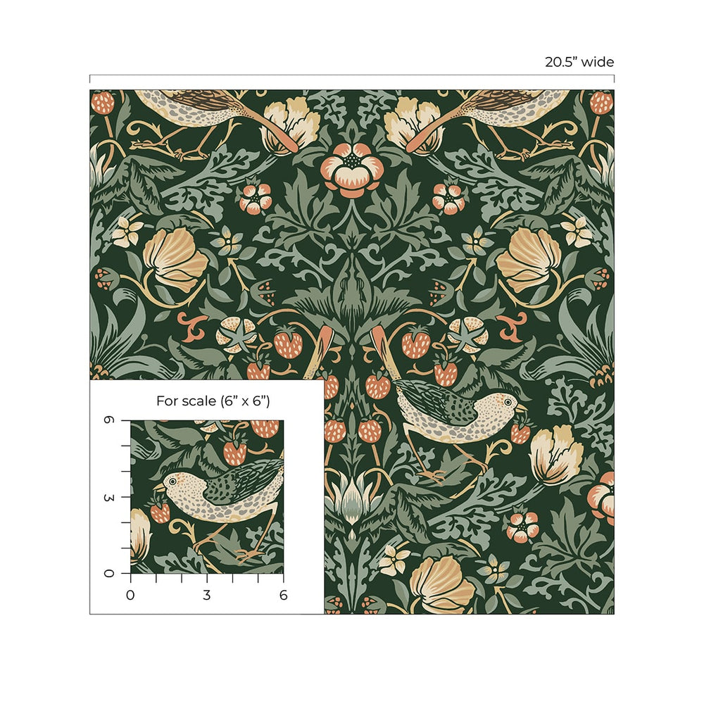 NW43704 Aves Garden peel and stick wallpaper scale from NextWall