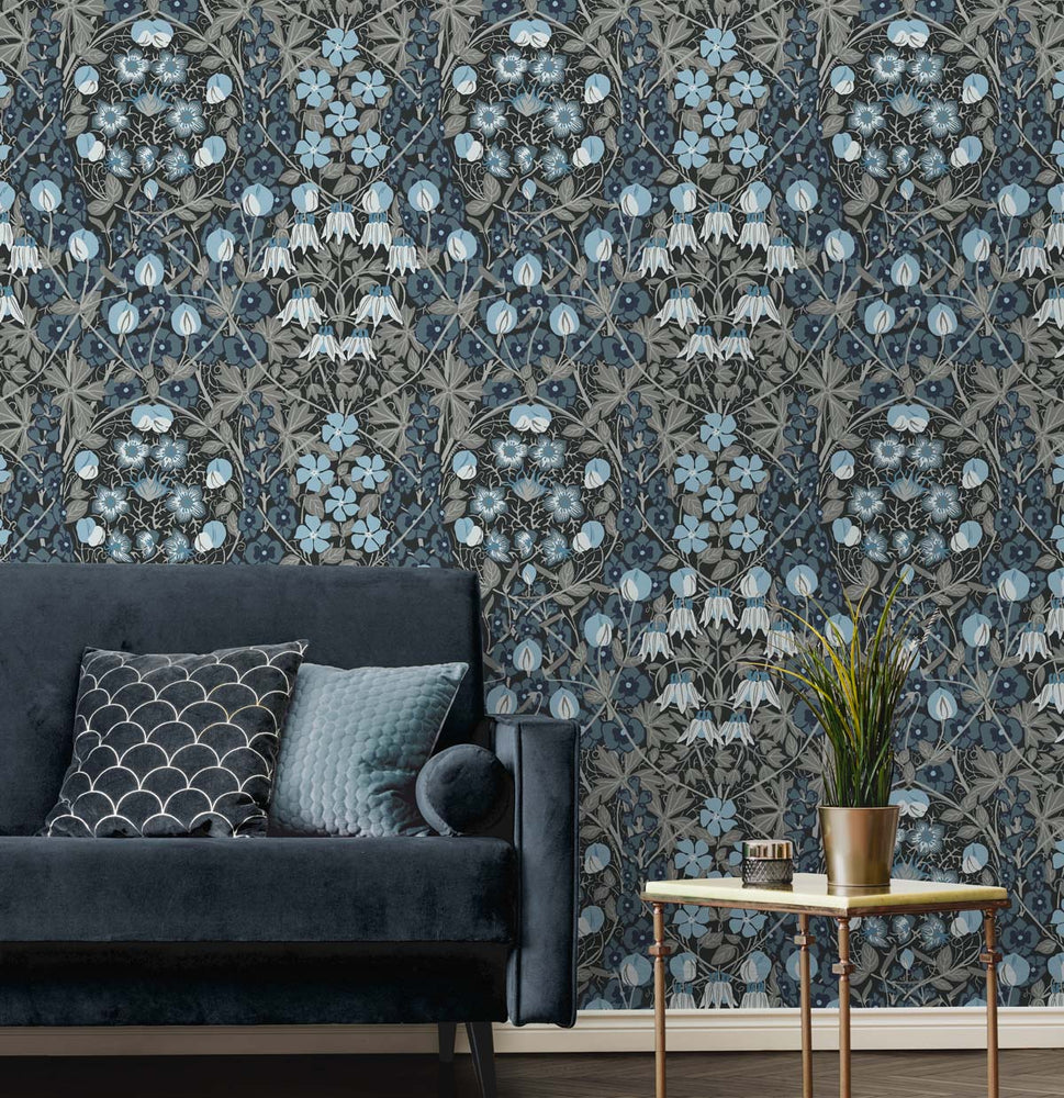 Vintage peel and stick wallpaper floral living room NW43802 from NextWall