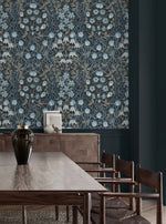 Vintage peel and stick wallpaper floral dining room NW43802 from NextWall