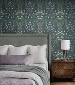 Vintage peel and stick wallpaper floral bedroom NW43804 from NextWall