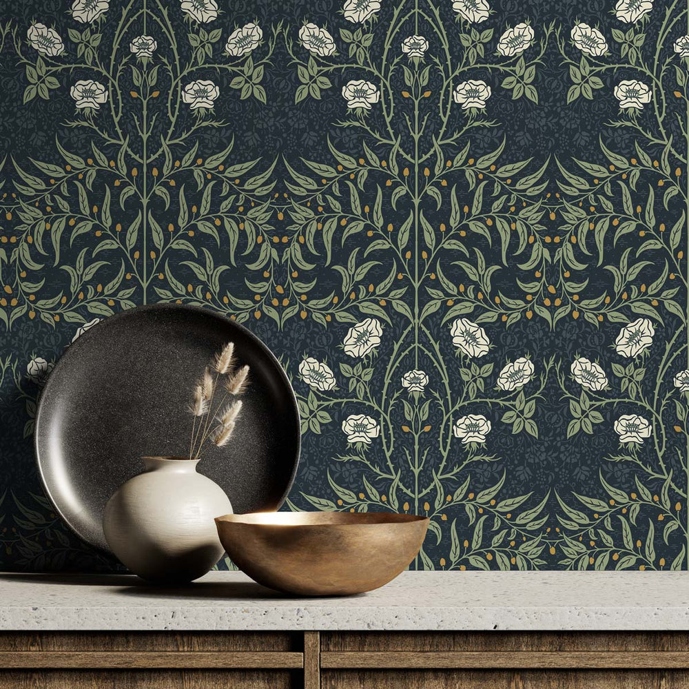 
                  
                    Vintage floral peel and stick NW43902 Stenciled Floral removable wallpaper decor from NextWall
                  
                