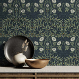 Vintage floral peel and stick NW43902 Stenciled Floral removable wallpaper decor from NextWall