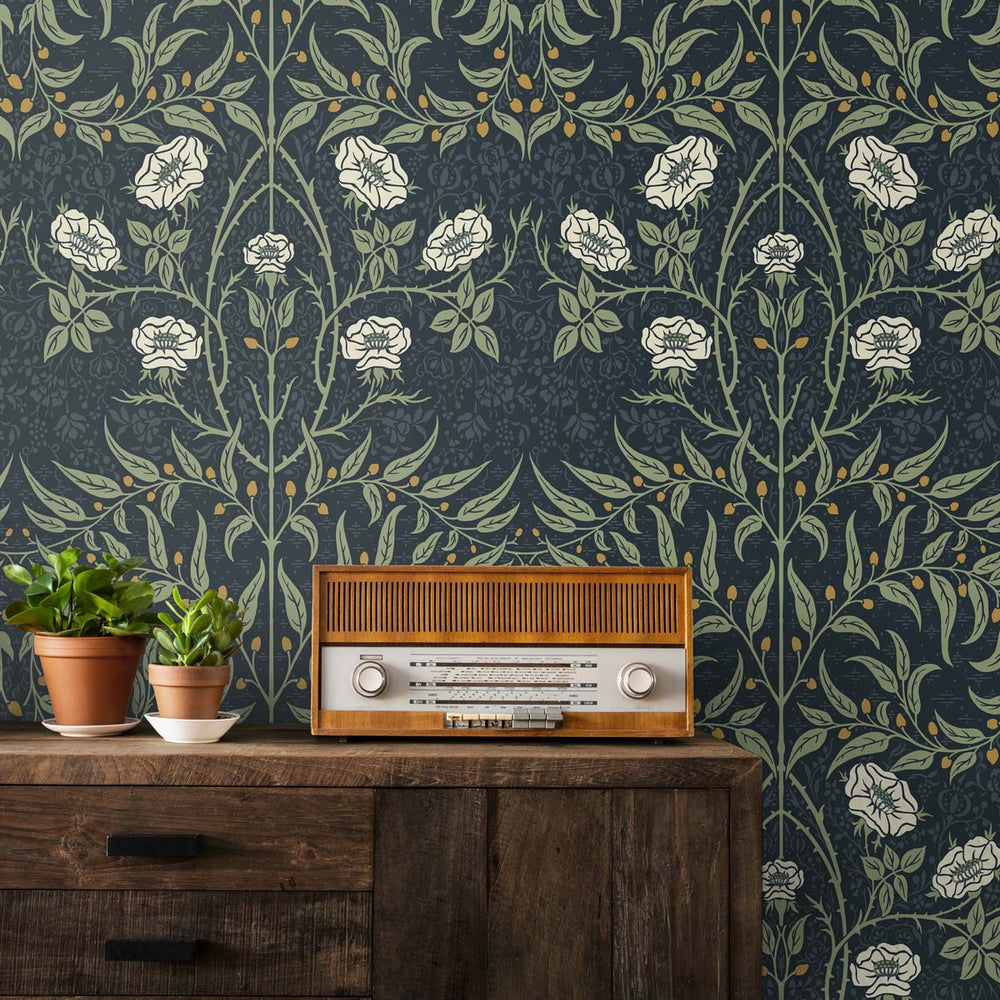 
                  
                    Vintage floral peel and stick NW43902 Stenciled Floral removable wallpaper accent from NextWall
                  
                