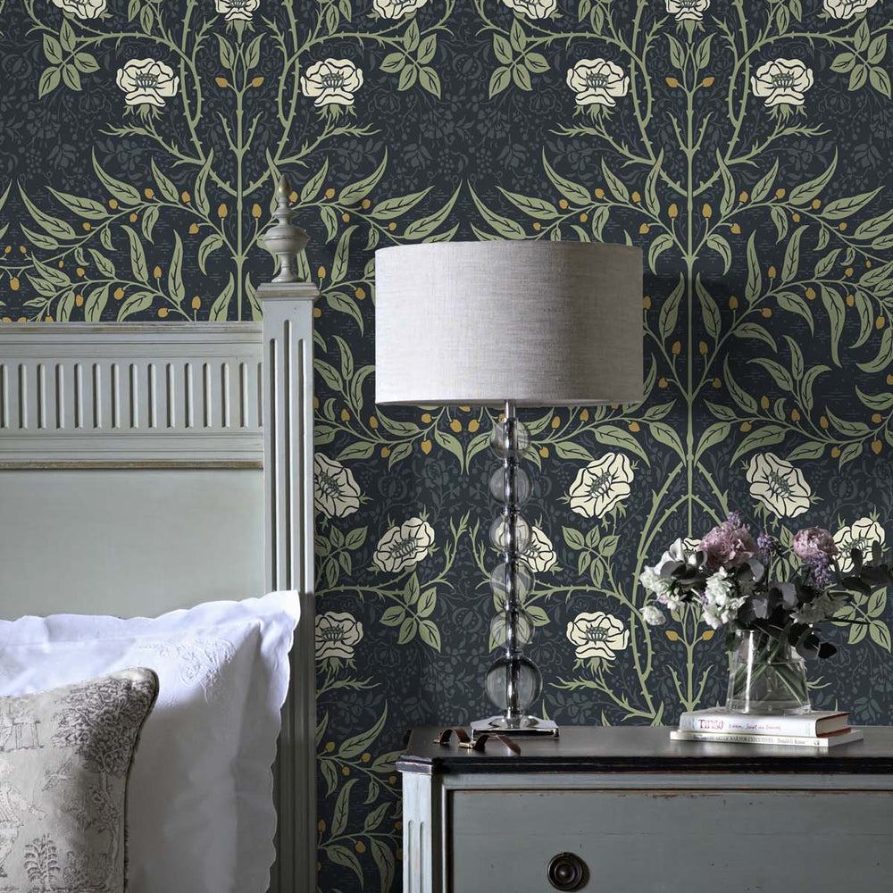
                  
                    Vintage floral peel and stick NW43902 Stenciled Floral removable wallpaper bedroom from NextWall
                  
                