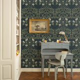 Vintage floral peel and stick NW43902 Stenciled Floral removable wallpaper study from NextWall