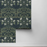 Vintage floral peel and stick NW43902 Stenciled Floral removable wallpaper roll from NextWall