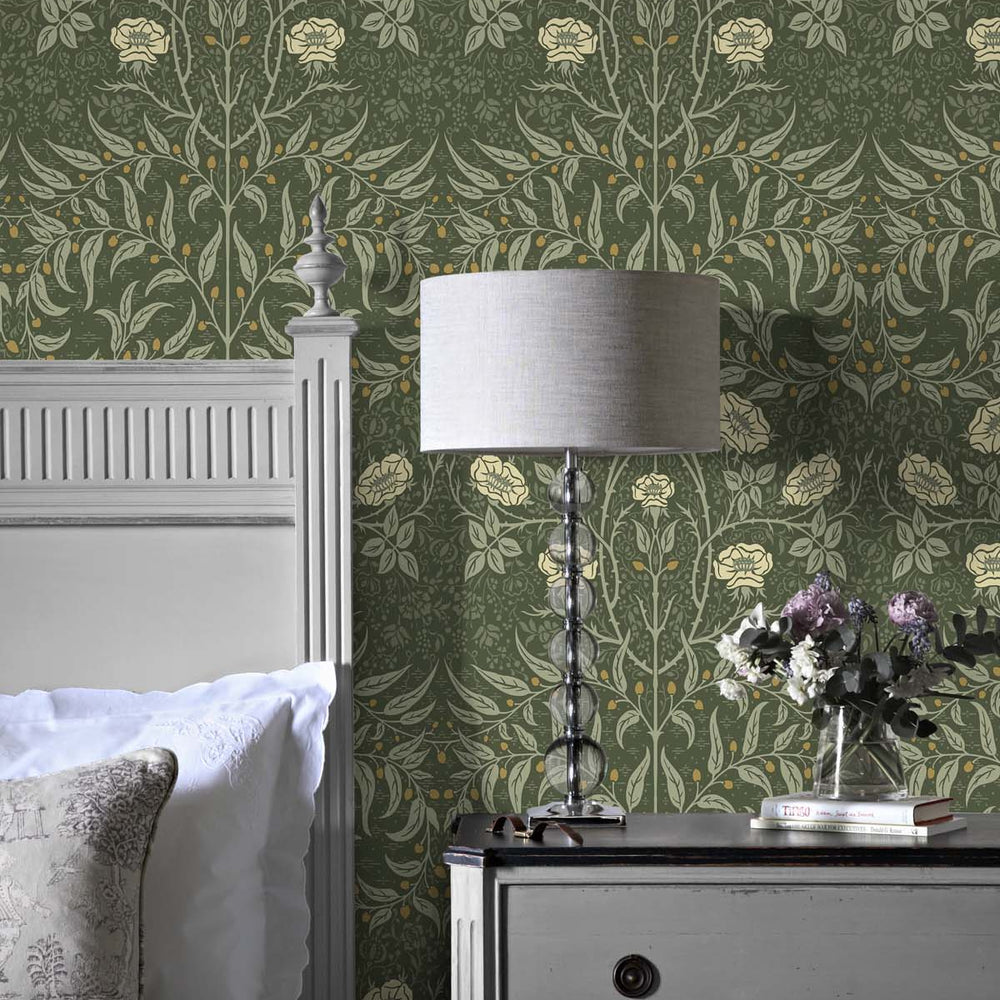 
                  
                    Vintage floral peel and stick NW43904 Stenciled Floral removable wallpaper bedroom from NextWall
                  
                