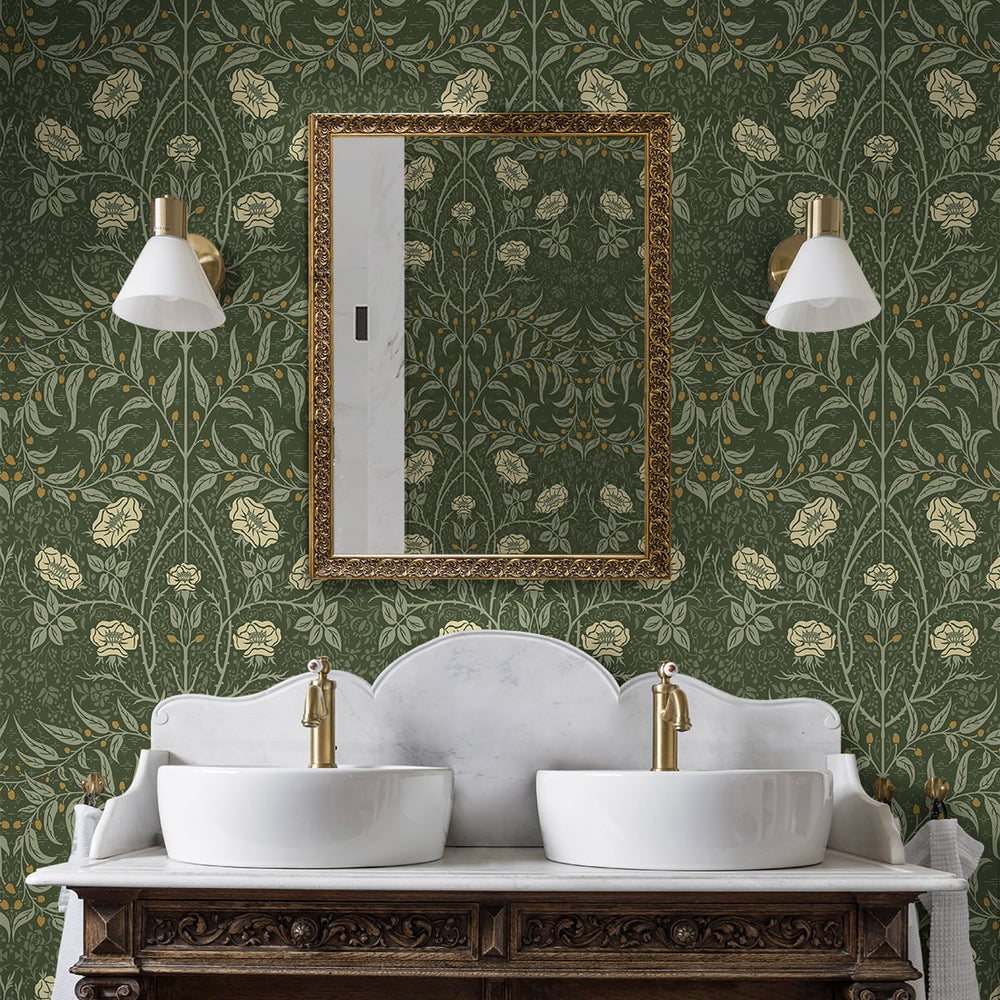 
                  
                    Vintage floral peel and stick NW43904 Stenciled Floral removable wallpaper bathroom from NextWall
                  
                