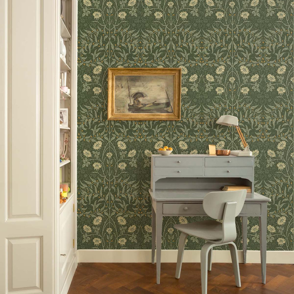 
                  
                    Vintage floral peel and stick NW43904 Stenciled Floral removable wallpaper study from NextWall
                  
                