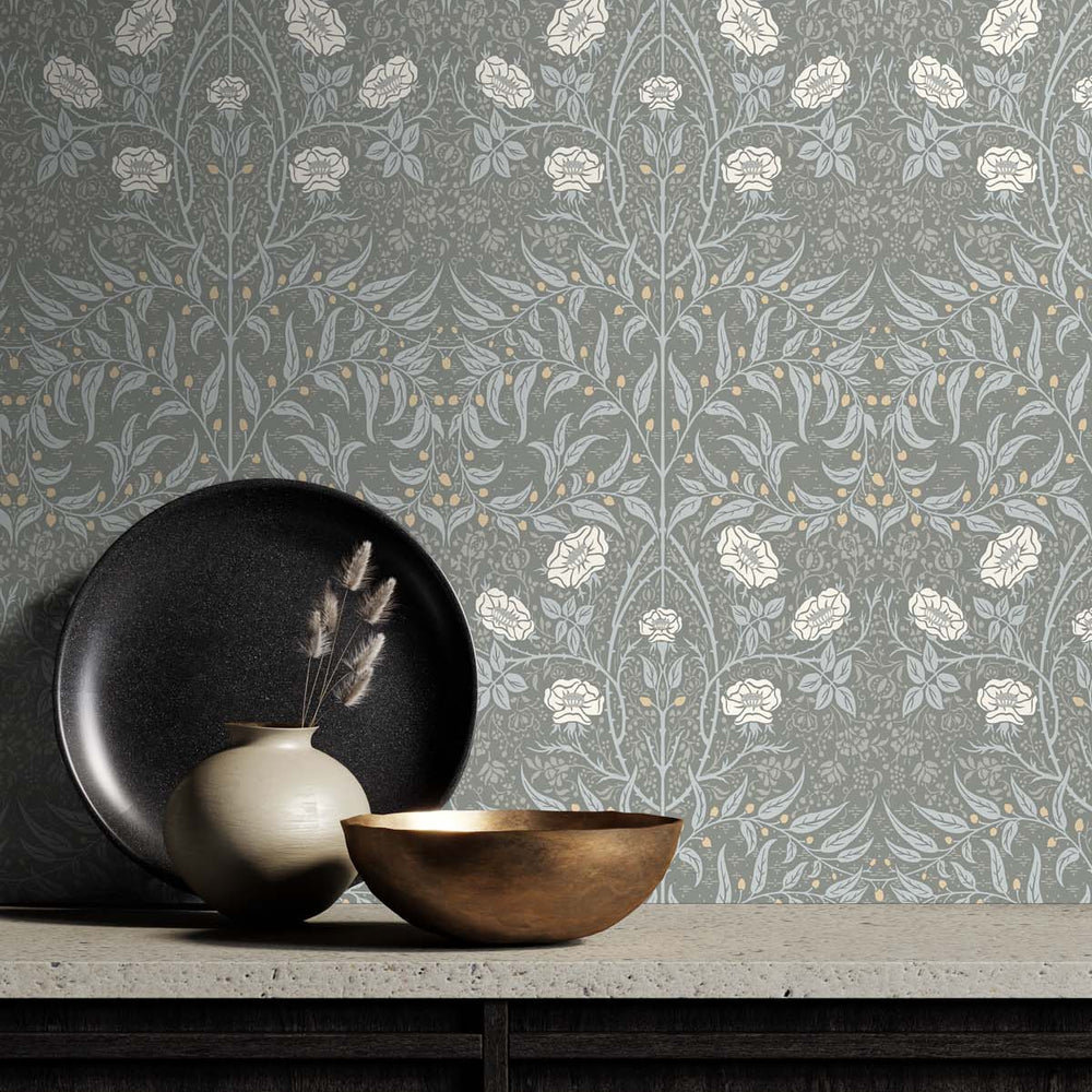 
                  
                    Vintage floral peel and stick NW43908 Stenciled Floral removable wallpaper decor from NextWall
                  
                