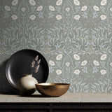Vintage floral peel and stick NW43908 Stenciled Floral removable wallpaper decor from NextWall