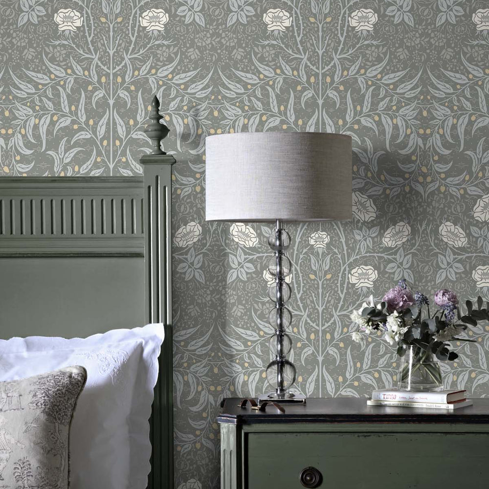 
                  
                    Vintage floral peel and stick NW43908 Stenciled Floral removable wallpaper bedroom from NextWall
                  
                