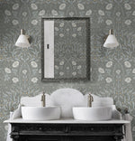 Vintage floral peel and stick NW43908 Stenciled Floral removable wallpaper bathroom from NextWall