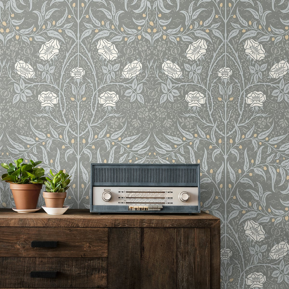 
                  
                    Vintage floral peel and stick NW43908 Stenciled Floral removable wallpaper accent from NextWall
                  
                