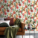 NW44001 garden dance floral peel and stick wallpaper living room from NextWall