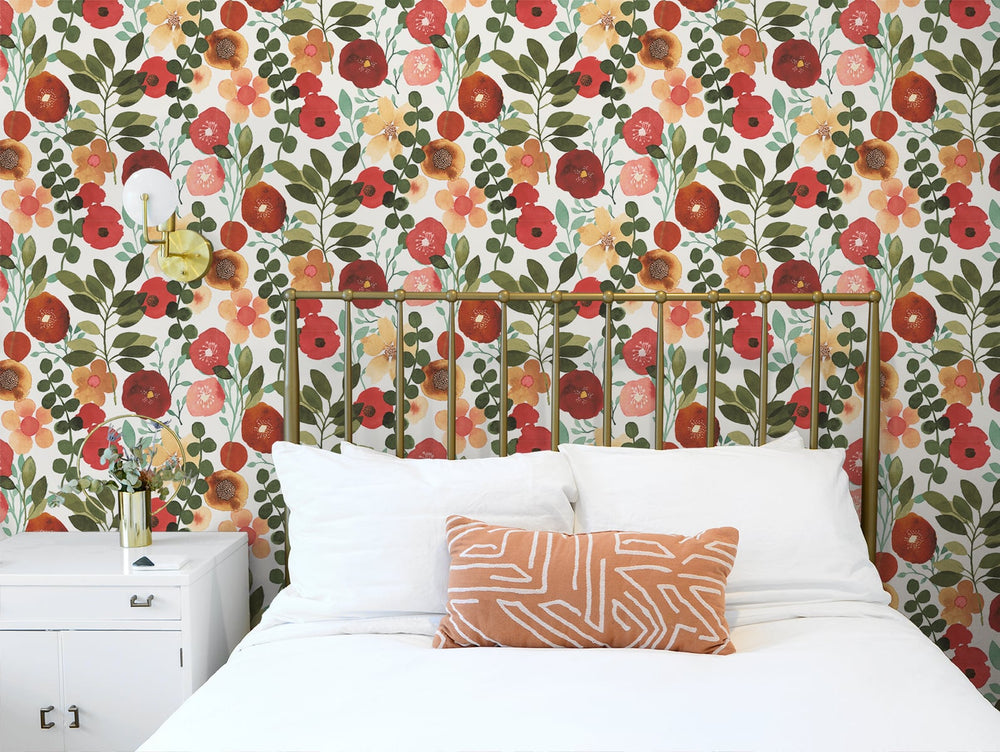 NW44001 garden dance floral peel and stick wallpaper bedroom from NextWall