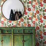 NW44001 garden dance floral peel and stick wallpaper entryway from NextWall