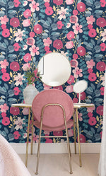 NW44002 garden dance floral peel and stick wallpaper bedroom from NextWall