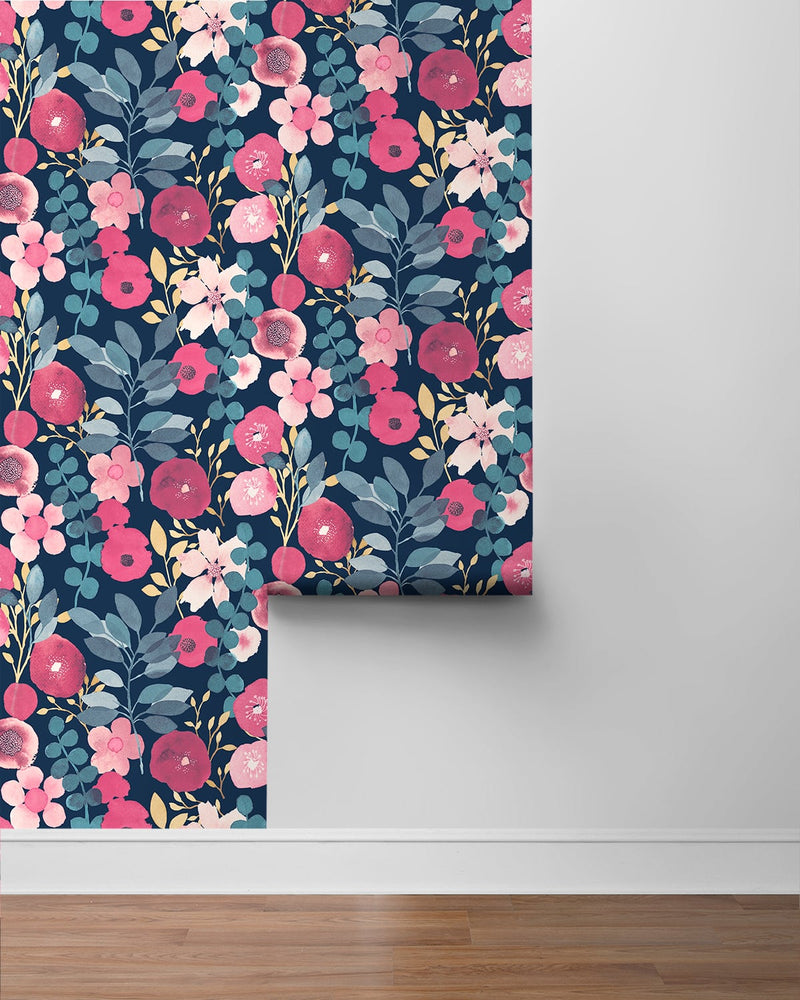 NW44002 garden dance floral peel and stick wallpaper roll from NextWall