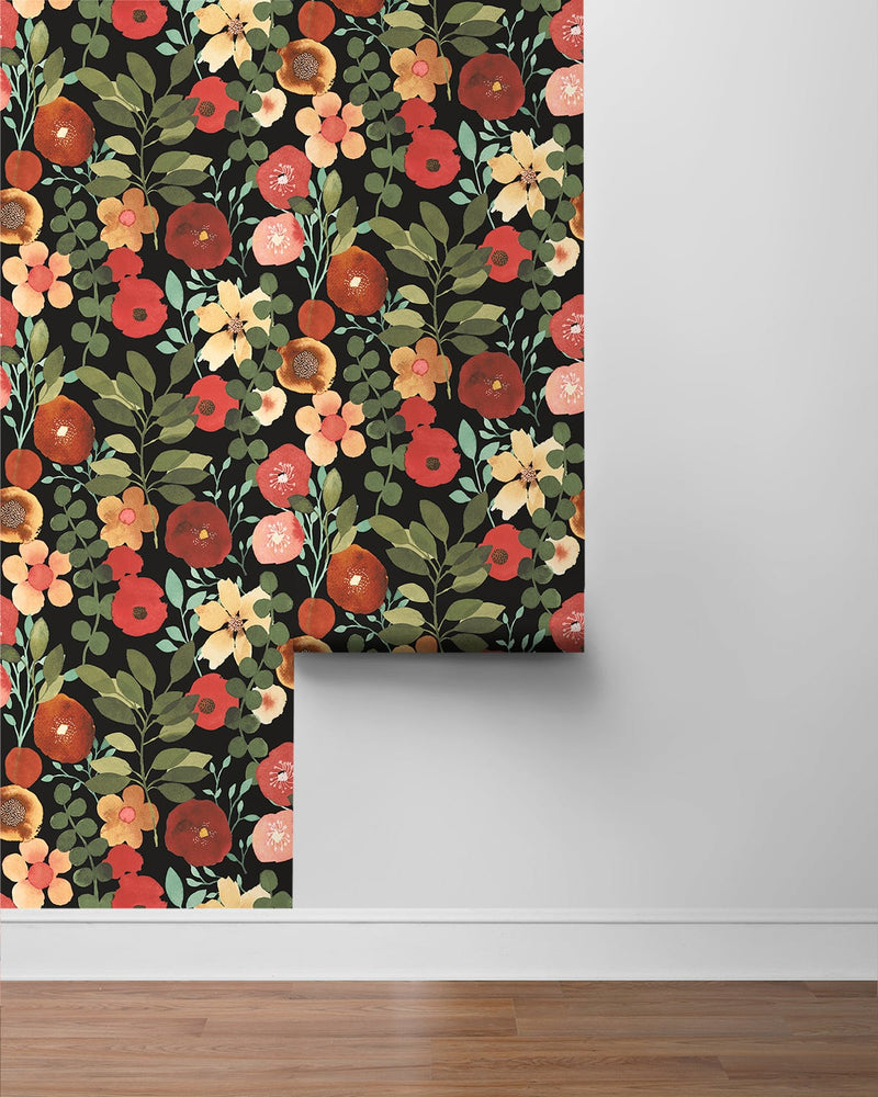 NW44005 garden dance floral peel and stick wallpaper roll from NextWall