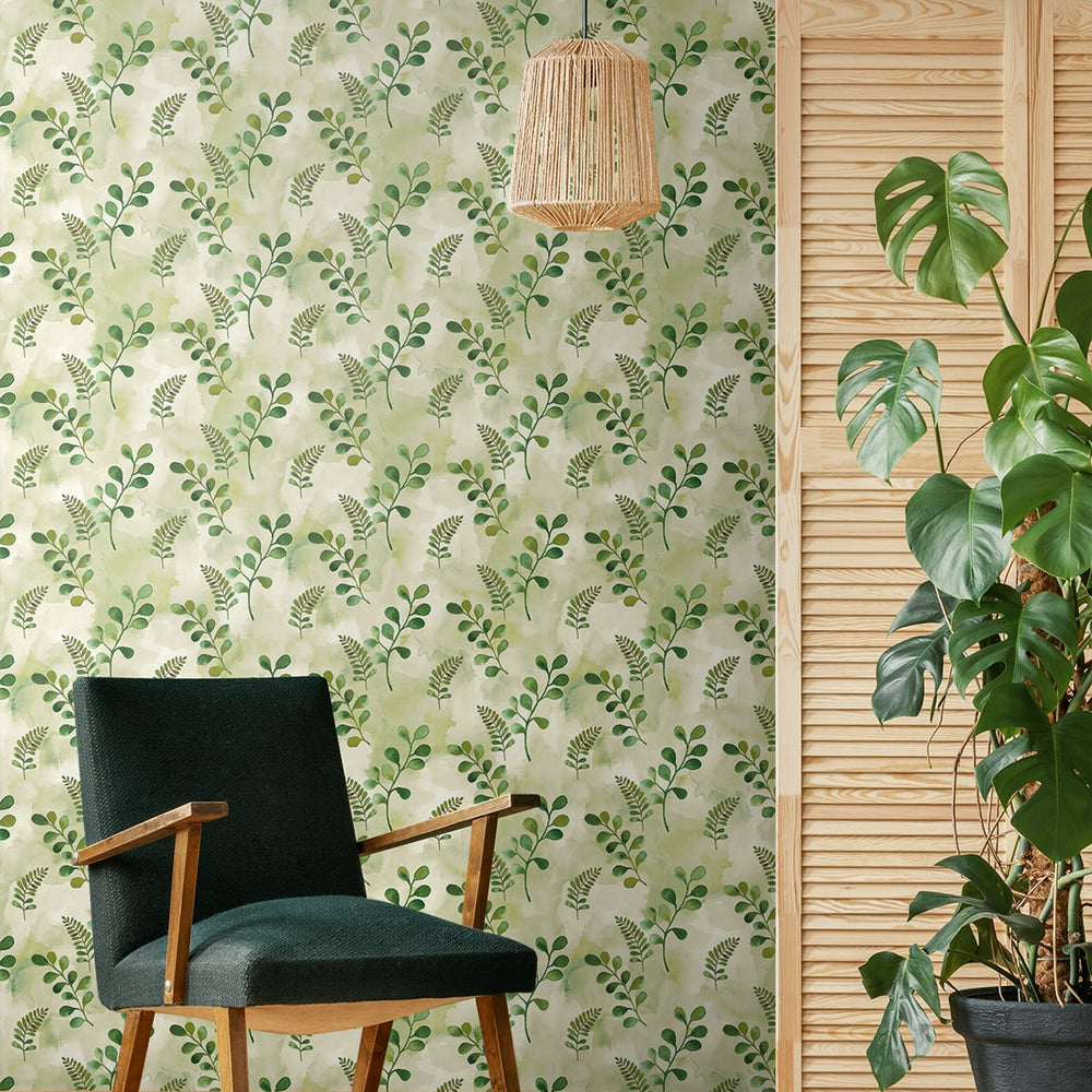 
                  
                    Botanical peel and stick wallpaper living room NW44104 from NextWall
                  
                