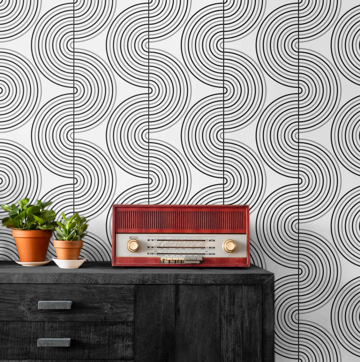 Retro peel and stick geometric wallpaper decor NW44200 from NextWall