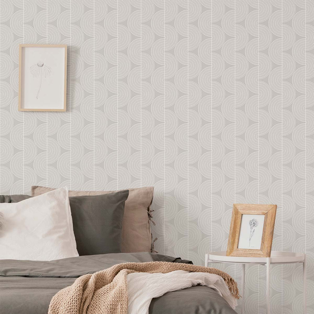 Retro peel and stick geometric wallpaper bedroom NW44205 from NextWall
