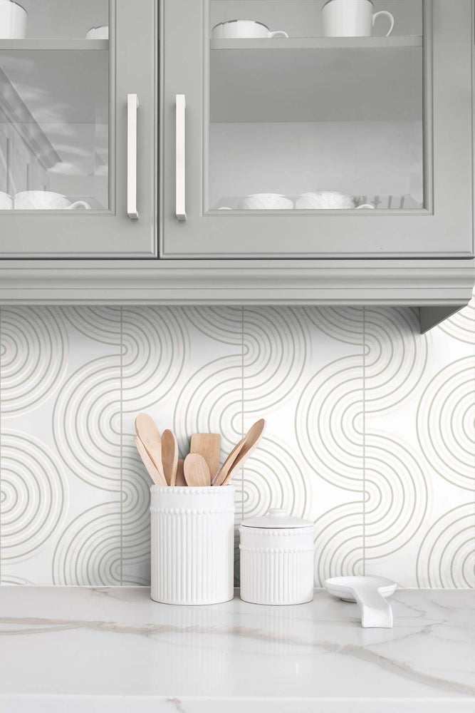 Retro peel and stick geometric wallpaper kitchen NW44206 from NextWall