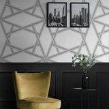 Geometric peel and stick wallpaper living room NW44300 from NextWall