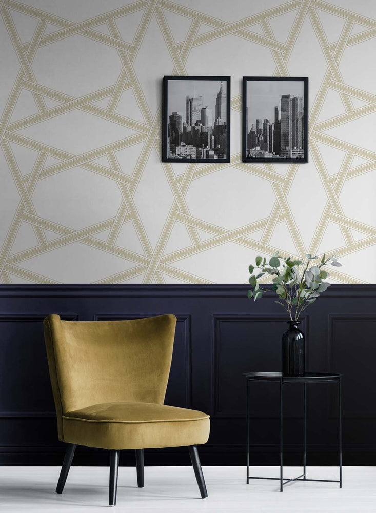 Geometric peel and stick wallpaper living room NW44303 from NextWall