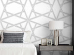 Geometric peel and stick wallpaper bedroom NW44305 from NextWall