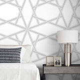 Geometric peel and stick wallpaper bedroom NW44305 from NextWall