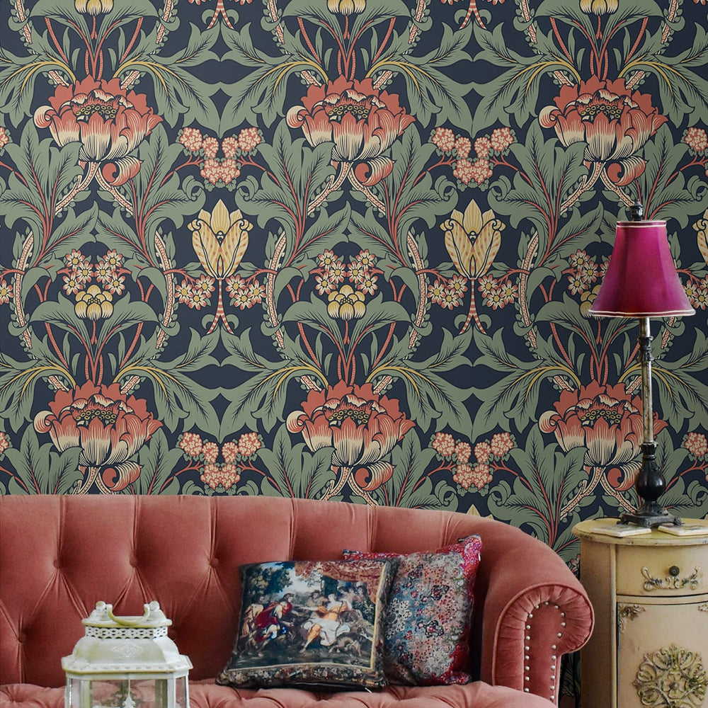 
                  
                    Vintage floral peel and stick wallpaper living room NW44402 from NextWall
                  
                