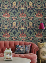 Vintage floral peel and stick wallpaper living room NW44402 from NextWall