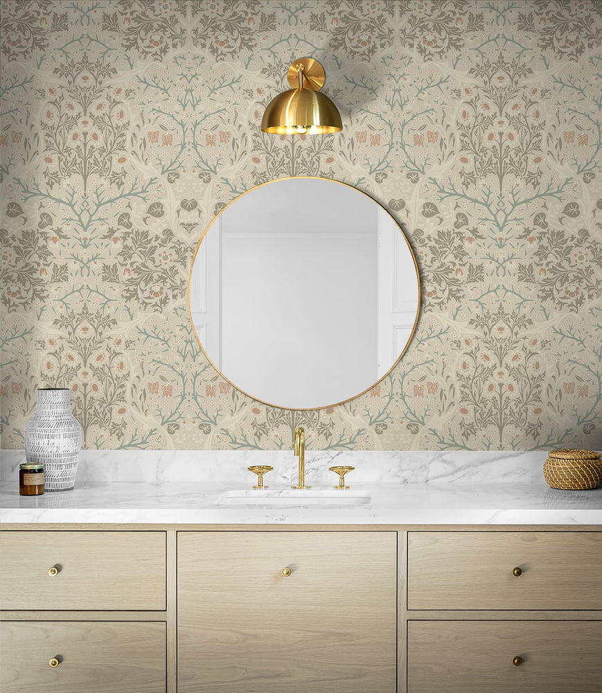 Floral peel and stick wallpaper bathroom NW44506 from NextWall