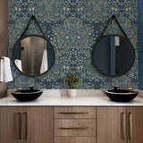 Floral peel and stick wallpaper bathroom NW44512 from NextWall