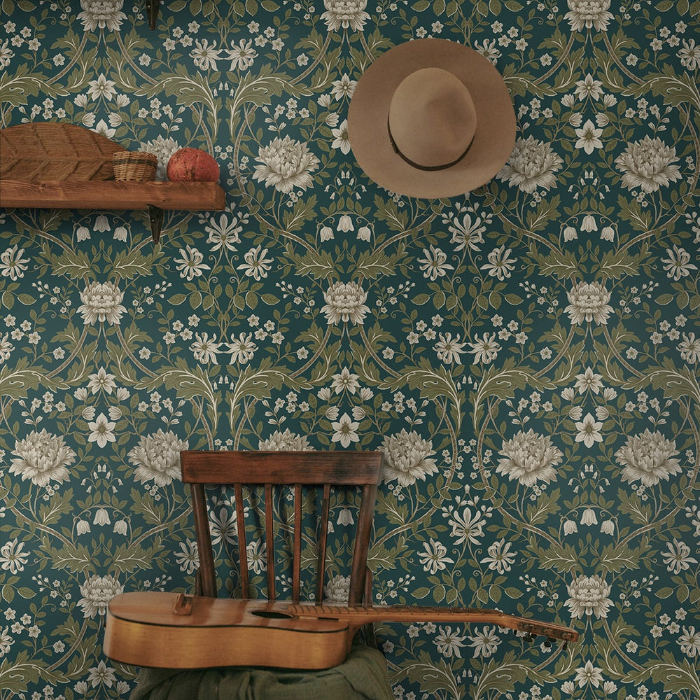 
                  
                    Floral peel and stick wallpaper living room NW44604 from NextWall
                  
                
