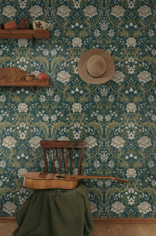 Floral peel and stick wallpaper living room NW44604 from NextWall