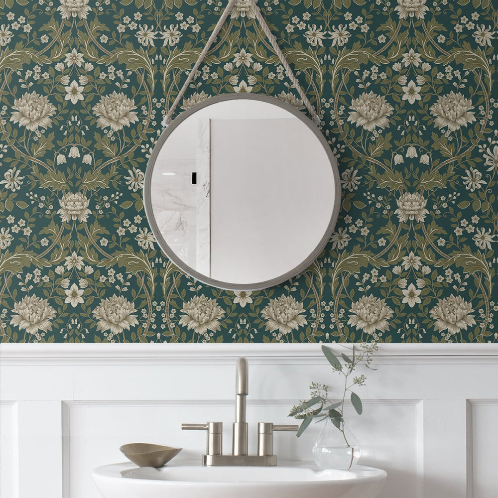 
                  
                    Floral peel and stick wallpaper powder room NW44604 from NextWall
                  
                