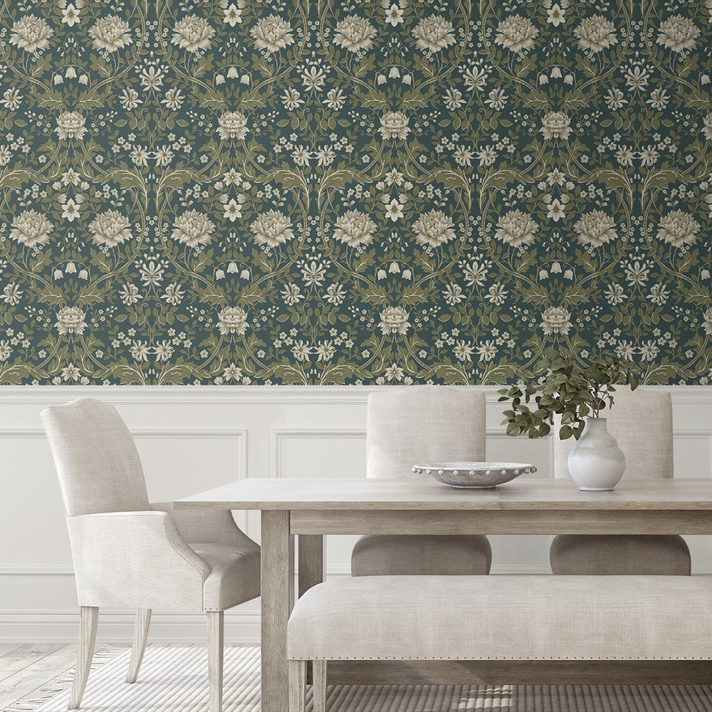 
                  
                    Floral peel and stick wallpaper dining room NW44604 from NextWall
                  
                