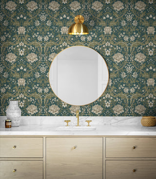 Floral peel and stick wallpaper bathroom NW44604 from NextWall