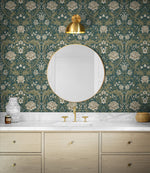 Floral peel and stick wallpaper bathroom NW44604 from NextWall