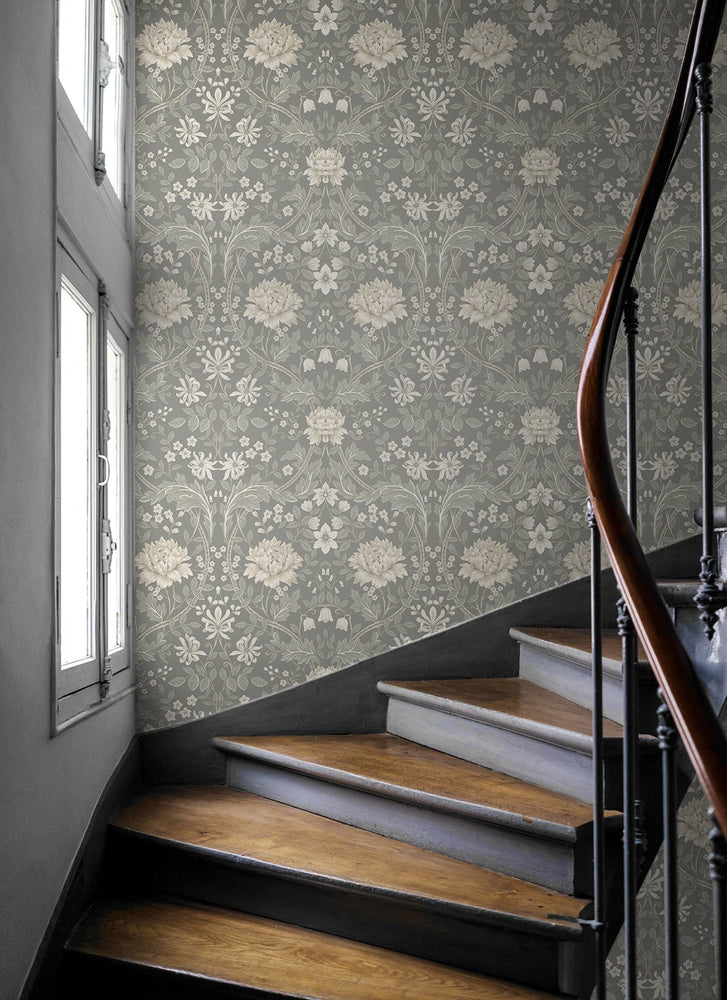Floral peel and stick wallpaper staircase NW44608 from NextWall