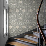 Floral peel and stick wallpaper staircase NW44608 from NextWall