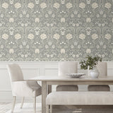 Floral peel and stick wallpaper dining room NW44608 from NextWall