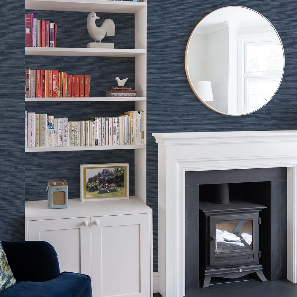 
                  
                    Faux grasscloth peel and stick wallpaper living room NW44702 from NextWall
                  
                