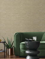 Faux grasscloth peel and stick wallpaper living room NW44706 from NextWall 