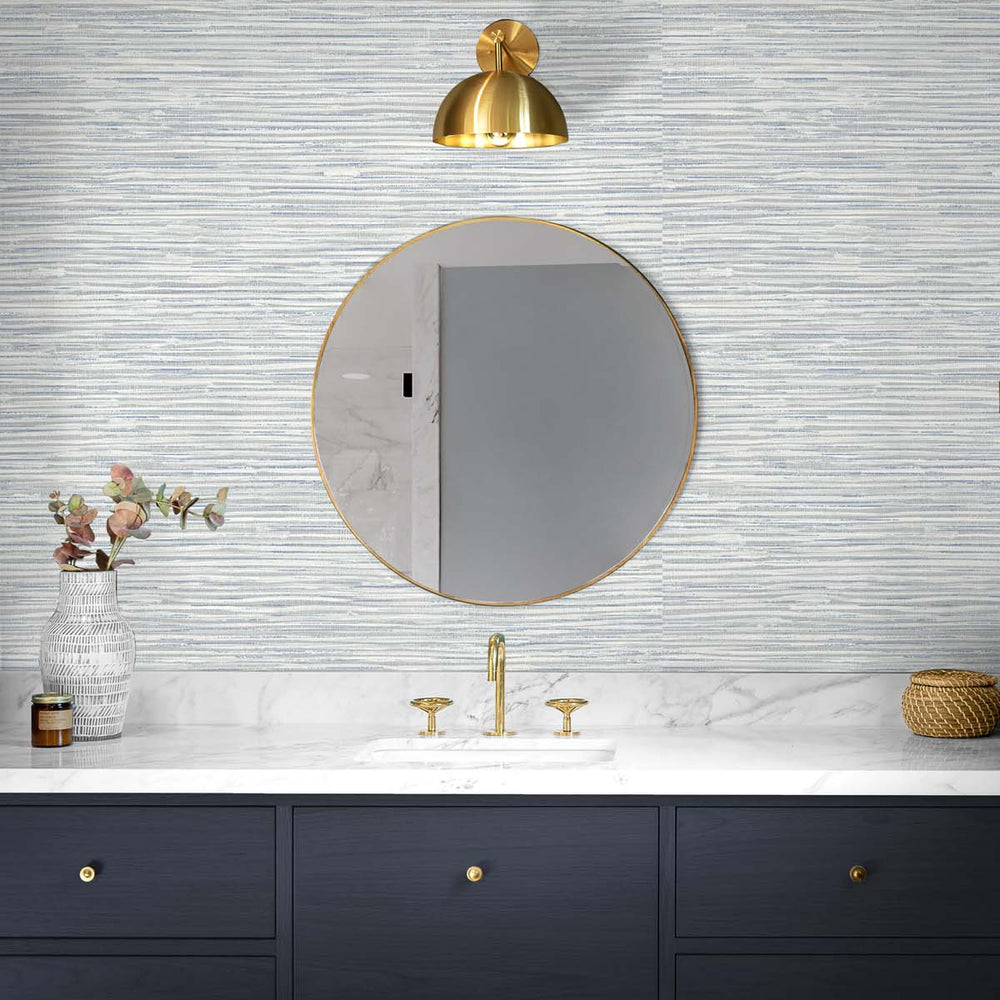 
                  
                    Faux grasscloth peel and stick wallpaper bathroom NW44708 from NextWall
                  
                