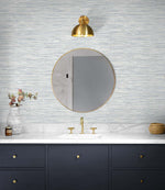 Faux grasscloth peel and stick wallpaper bathroom NW44708 from NextWall